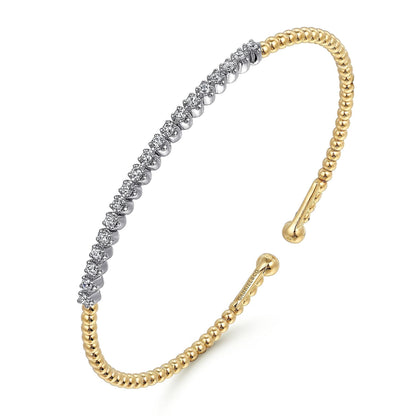 14K White-Yellow Gold Bujukan Diamond Cuff Bracelet
