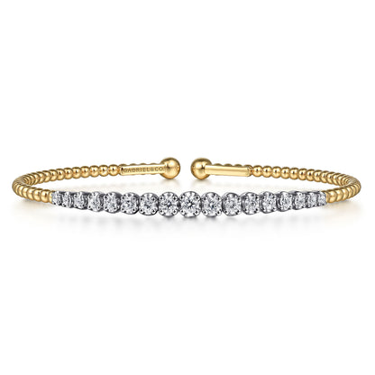 14K White and Yellow Gold Diamond Bujukan Bangle