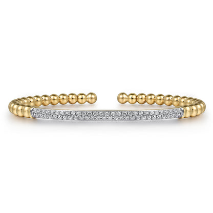14K Yellow Gold DiamondPavé Bar Bujukan Split Bangle