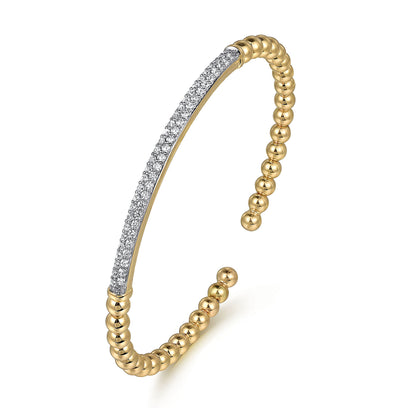 14K Yellow Gold DiamondPavé Bar Bujukan Split Bangle