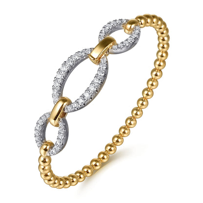 14K White & Yellow Gold Bujukan Diamond Link Split Bangle Bracelet