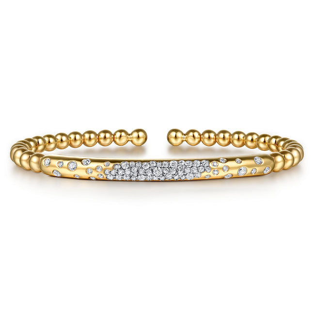 14K Yellow Gold Bujukan Pavé Diamond Split Bangle Bracelet