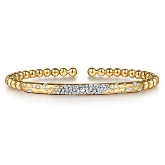 14K Yellow Gold Bujukan Pavé Diamond Split Bangle Bracelet