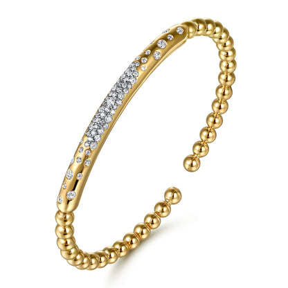 14K Yellow Gold Bujukan Pavé Diamond Split Bangle Bracelet