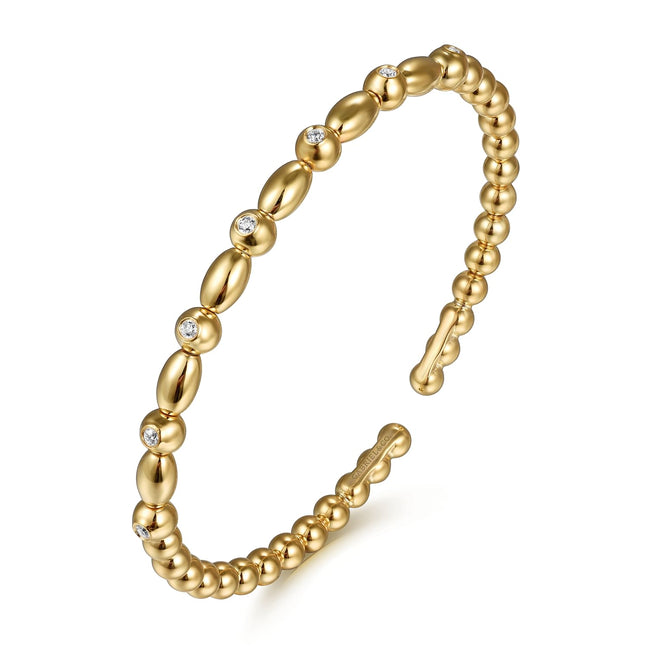 14K Yellow Gold Bujukan Diamond Split Bangle Bracelet