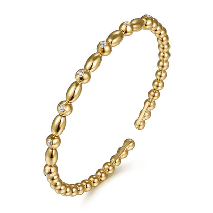 14K Yellow Gold Bujukan Diamond Split Bangle Bracelet