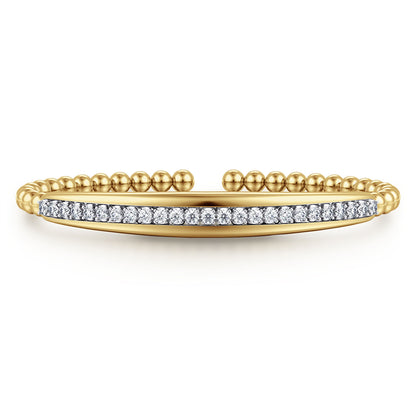 14K White & Yellow Gold Bujukan and Diamond Split Bangle Bracelet
