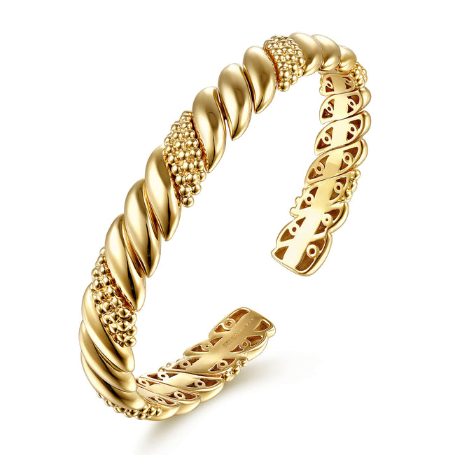 14K Yellow Plain Gold Bujukan Split Bangle Bracelet