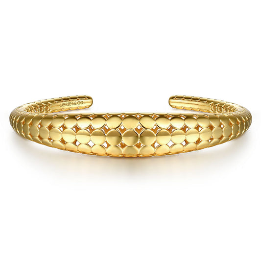 14K Yellow Plain Gold Graduating Cuff Bracelet