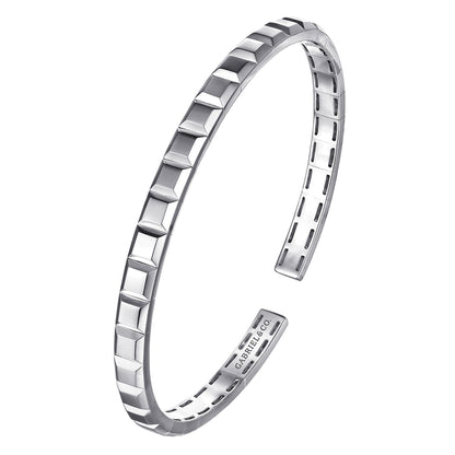 Sterling Silver Open Cuff Angular Cuts Square Bangle