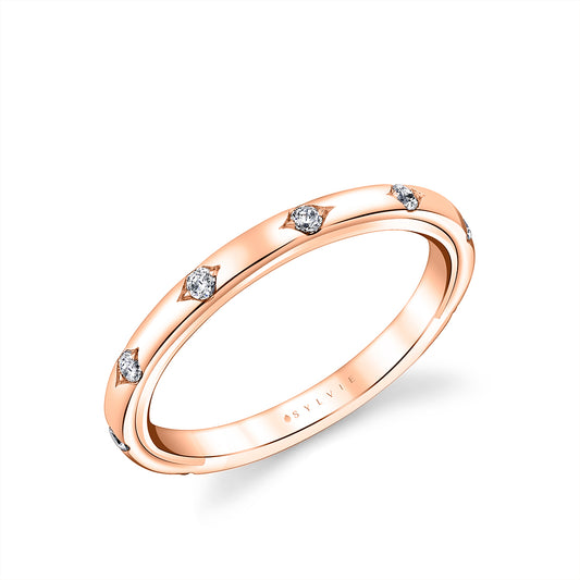 Sylvie Iconelle Two Tone Shell Flush Set Wedding Ring - Anya