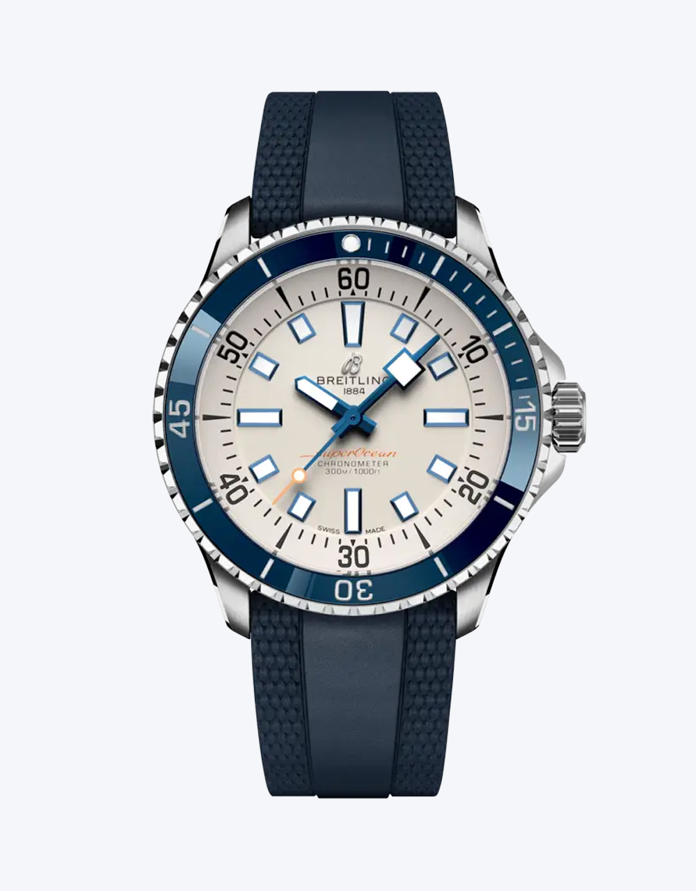 Breitling Superocean watch with blue strap