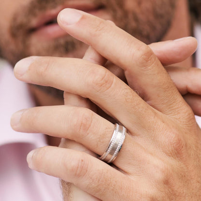 Diamond Eternity Satin Wedding Band, 7.5mm