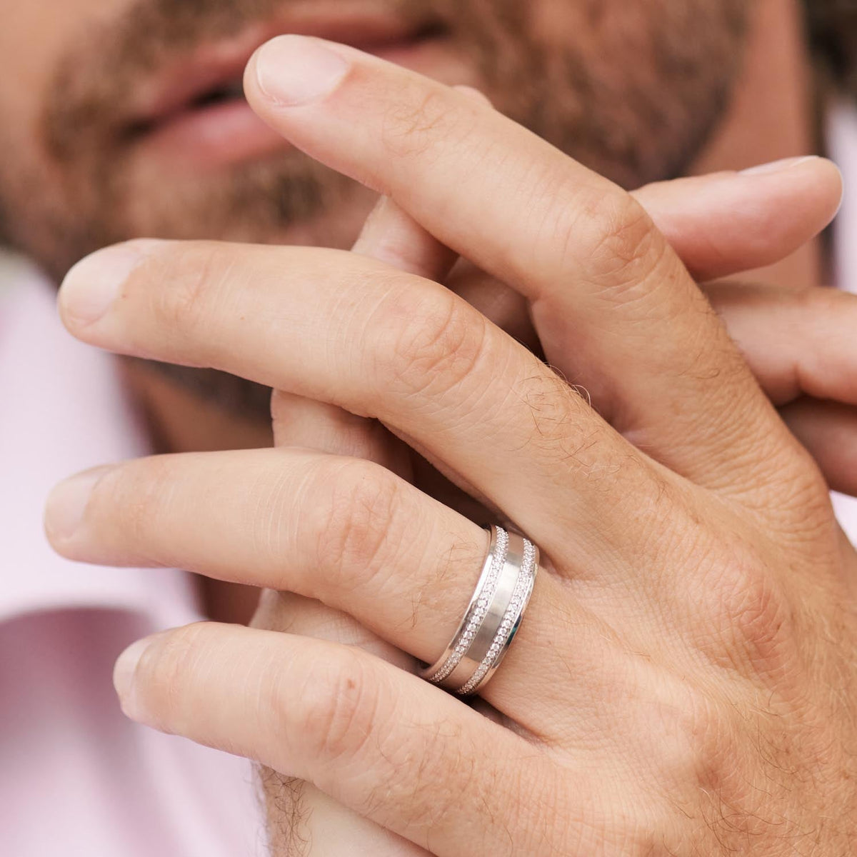 Diamond Eternity Satin Wedding Band, 7.5mm