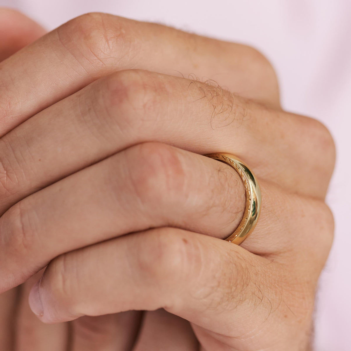 Wheat Engraved Milgrain Wedding Band, 5mm