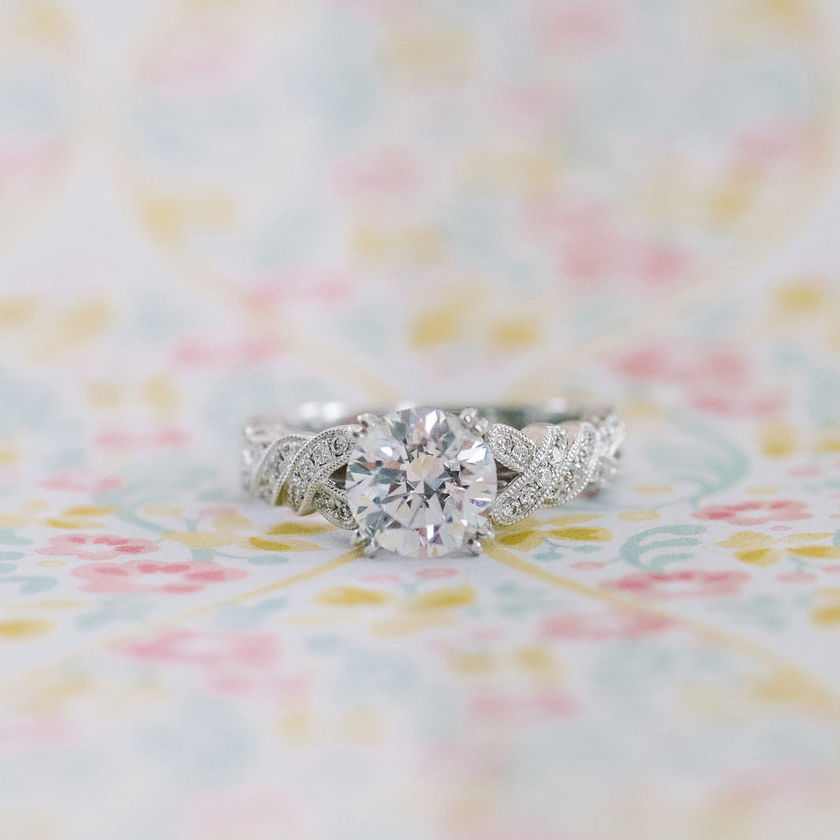 Twist Split Shank Diamond Engagement Ring