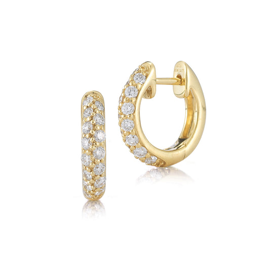 Moonlight Petite Hoop Earrings with Pavé Diamonds in 18K Yellow Gold