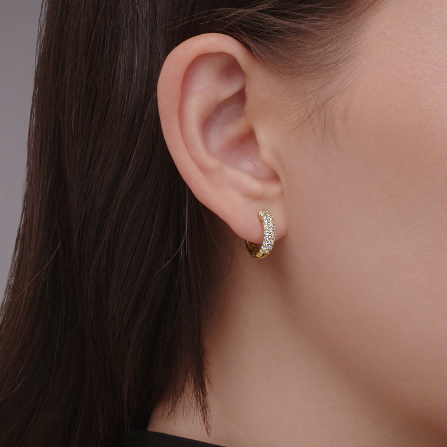 Moonlight Petite Hoop Earrings with Pavé Diamonds in 18K Yellow Gold