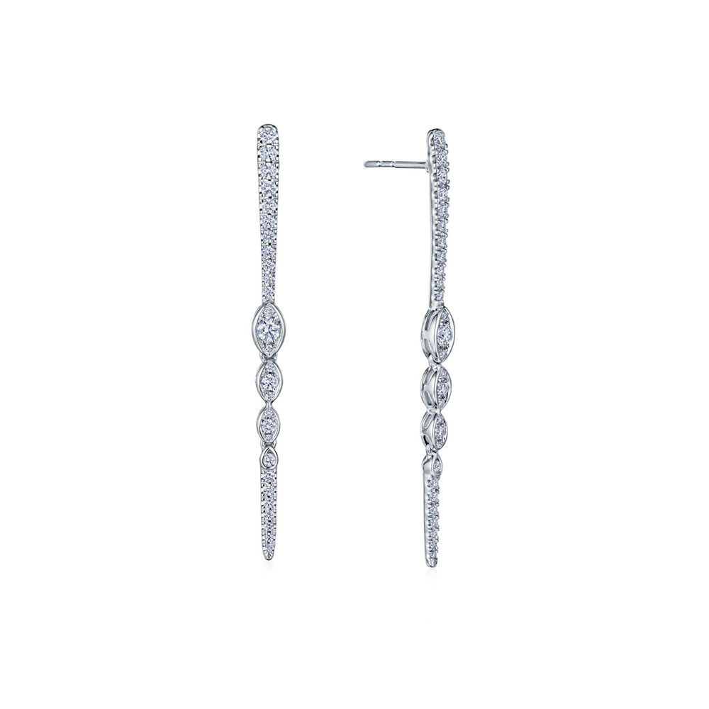 Vine Drop Earrings with Diamonds in 18k White Gold