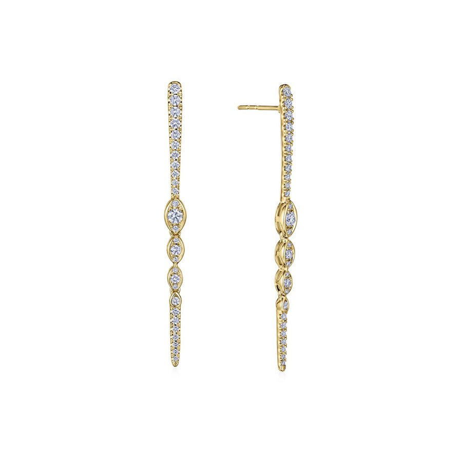 Vine Drop Earrings with Diamonds in 18k Yellow Gold
