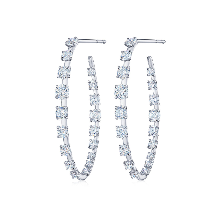 Starry Night Hoop Earrings with Diamonds in 18K White Gold