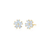 Cluster Floral Stud Earrings with Pear Shape Diamonds in 18k Yellow Gold