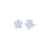Cluster Floral Stud Earrings with Pear Shape Diamonds in Platinum