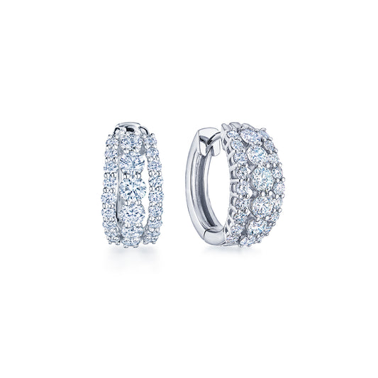 Lyric Huggie Earrings with Diamonds in 18k White Gold