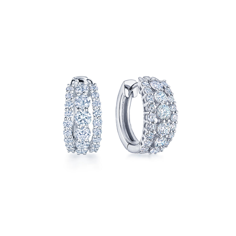 Lyric Huggie Earrings with Diamonds in 18k White Gold