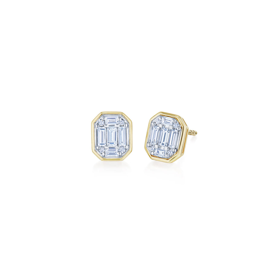 Sunburst Earrings with Diamonds in 18k Yellow Gold