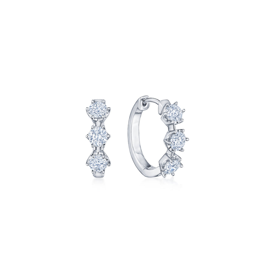 Starry Night Hoop Medium Earrings with Diamonds in 18k White Gold