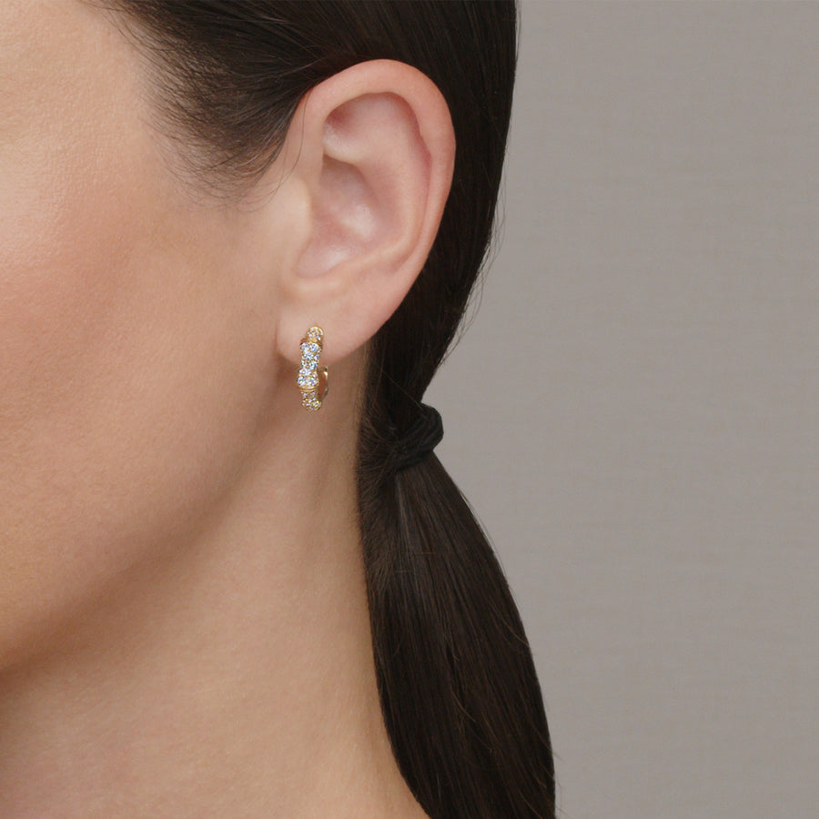 Zen Diamond Huggie Earrings in 18K Yellow Gold
