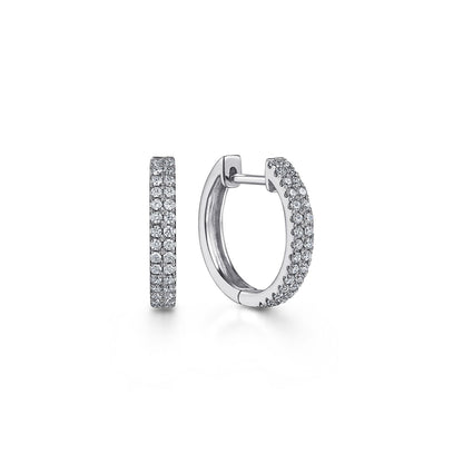 14K White Gold Diamond Classic Huggies