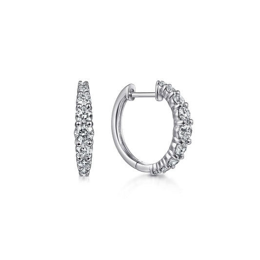 14K White Gold 15mm Classic Diamond Huggies