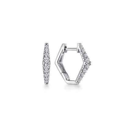 14K White Gold 15mm Diamond Huggies