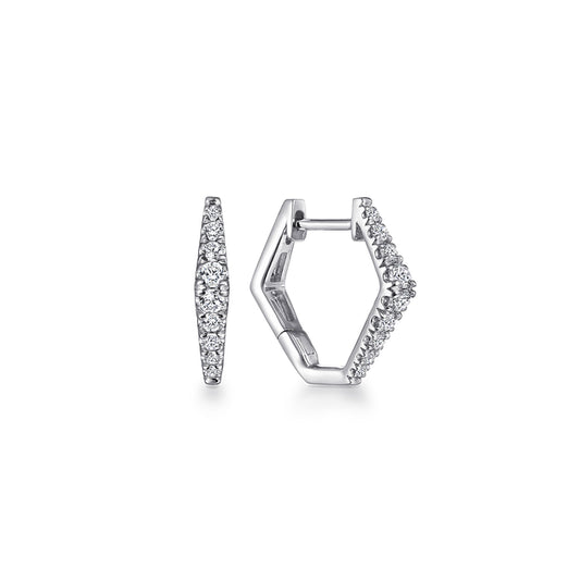 14K White Gold 15mm Diamond Huggies