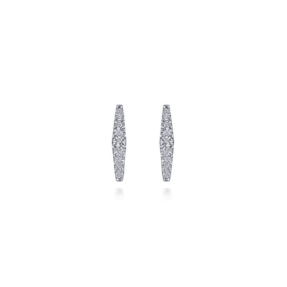 14K White Gold 15mm Diamond Huggies