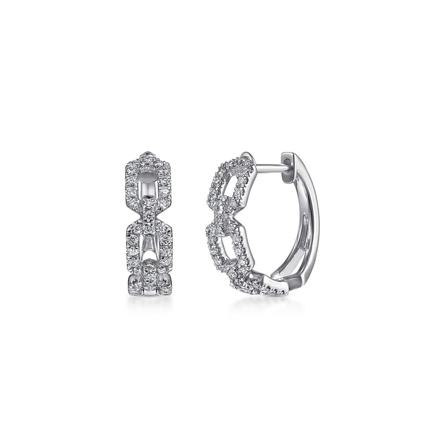 14K White Gold Layered 10mm Diamond Huggies