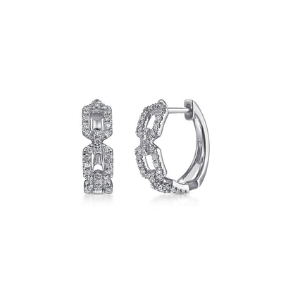 14K White Gold Layered 10mm Diamond Huggies