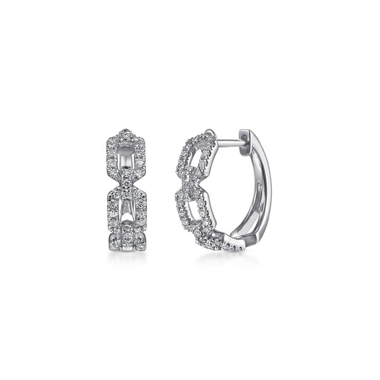 14K White Gold Layered 10mm Diamond Huggies