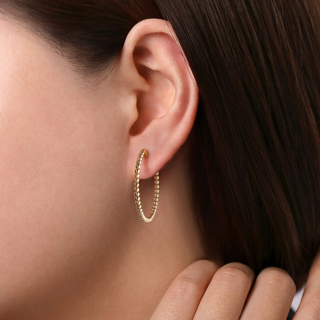 14K Yellow Gold 30mm Bujukan Classic Hoop Earrings