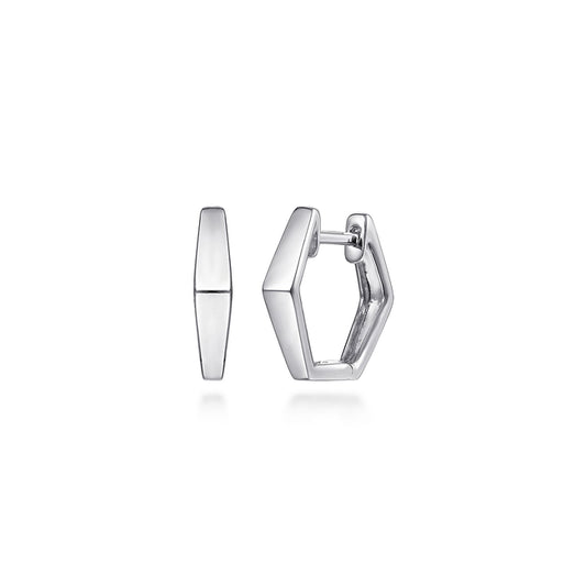 925 Sterling Silver Geometric Huggie Earrings