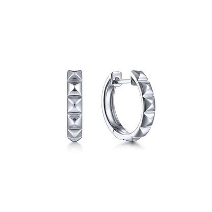 925 Sterling Silver Pyramid Huggie Earrings