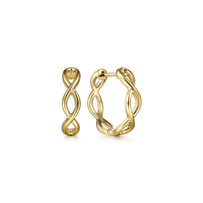 14K Yellow Gold 15mm Twisted Huggies