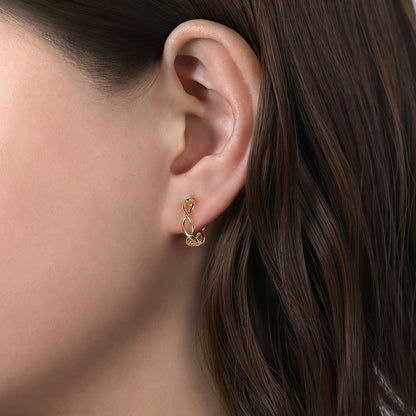 14K Yellow Gold 15mm Twisted Huggies