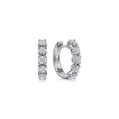 14K White Gold 15mm Diamond Huggies
