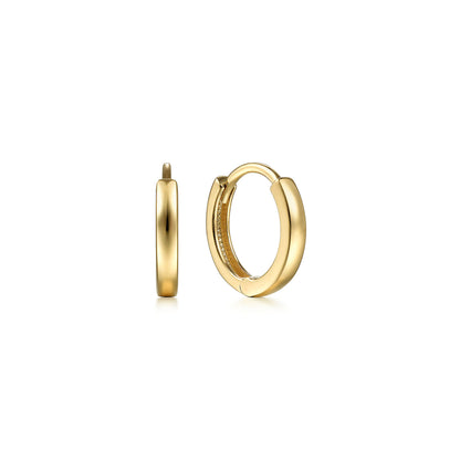 14K Yellow Gold Plain Huggie Earrings