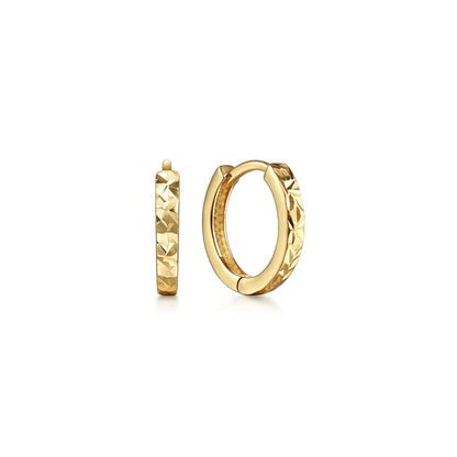 14K Yellow Gold Plain Huggie Earrings