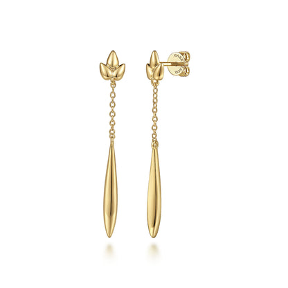 14K Yellow Gold Linear Drop Earrings