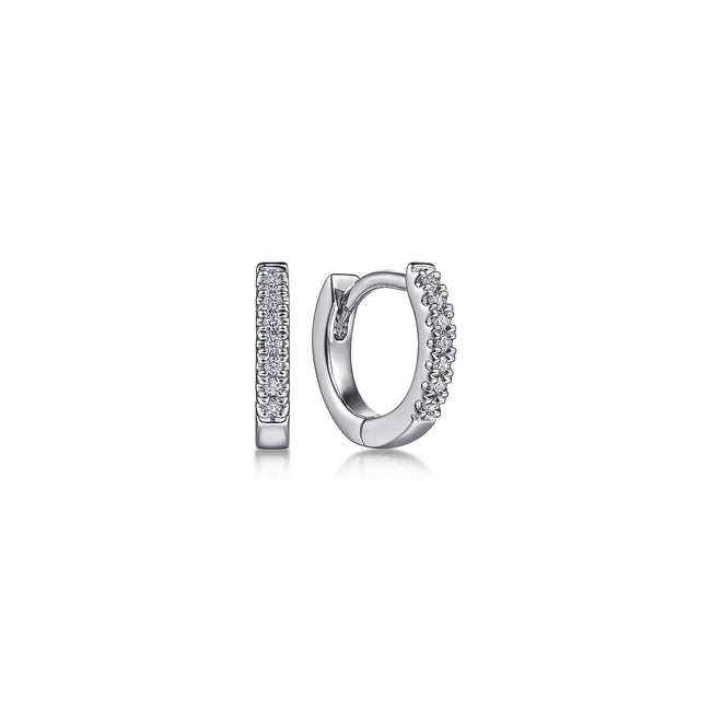 14K White Gold Diamond Huggie In 10mm